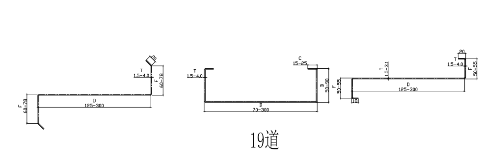 Drywall profile channel roll forming machine for C Z U channel